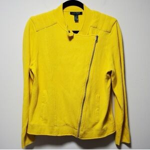 NWT Lauren Ralph Lauren Yellow Assymetrical Jacket Size Large Zipper Spring